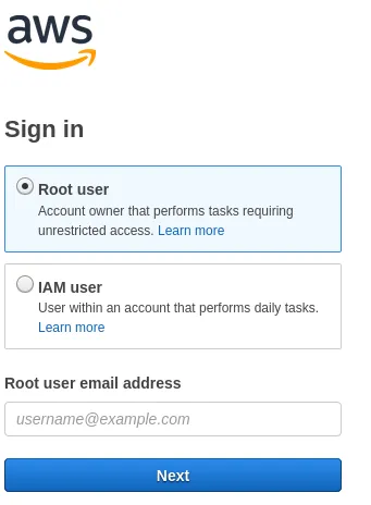 Setting a root user for the AWS console.
