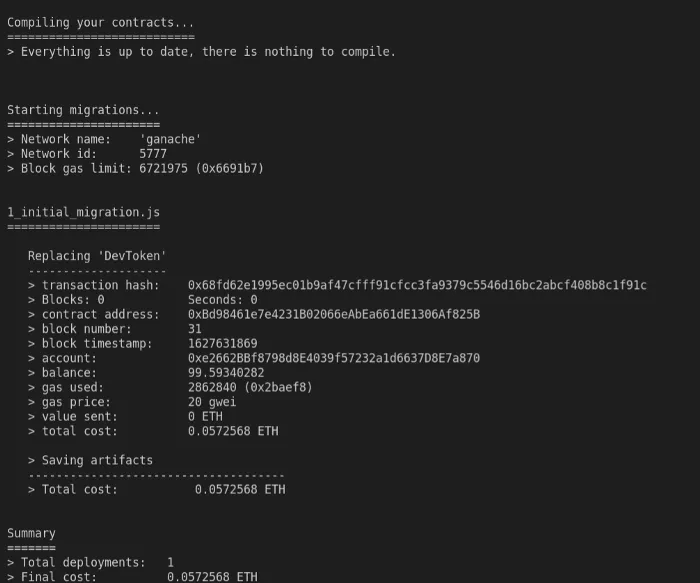 Truffle migrate to Ganache deployed network
