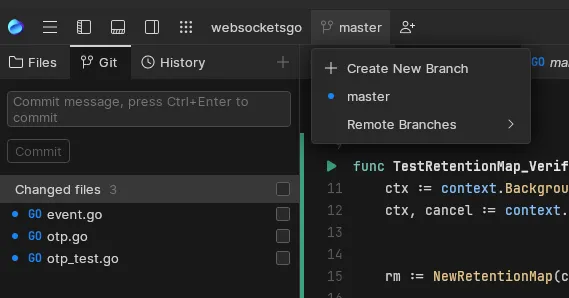Creating a new branch by simply clicking on a button