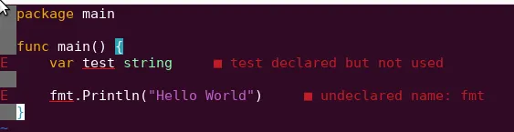Errors appearing in a main.go file
