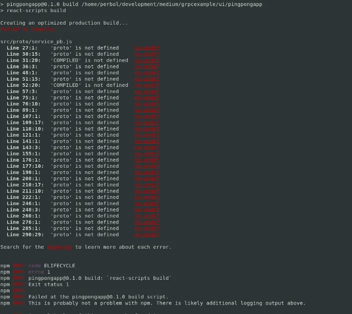 Some versions may throw proto errors, this is fixable by disabeling eslinter for the protobuf files.