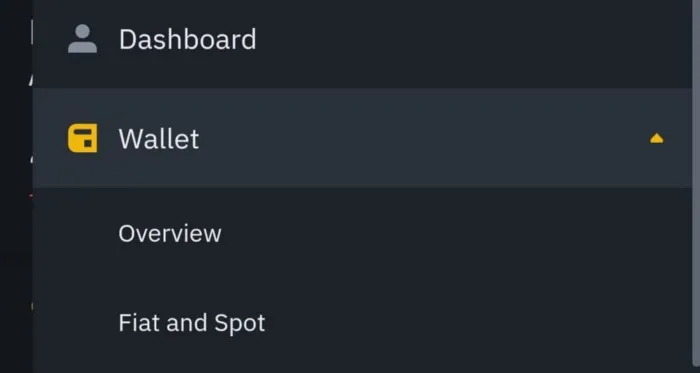 Binance — Accessing your Online wallet.